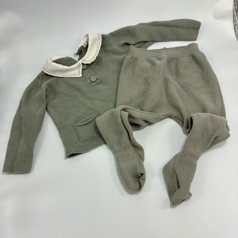 Dr.Kid newborn grey collared 2 piece set size 9M